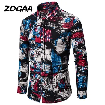

ZOGAA 2020 European and American autumn and winter new European code men's casual fashion long-sleeved shirt cotton linen shirts