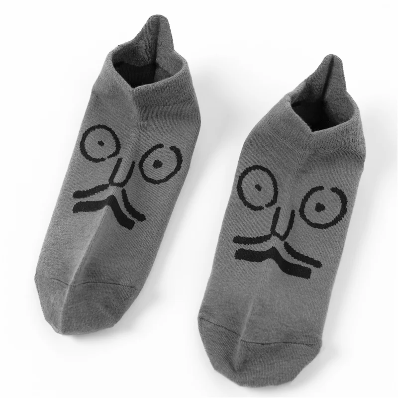 Новые мужские забавные Носки с рисунком из мультфильма, летние милые короткие носки с смайликами, унисекс, художественная новинка, Harajuku, летние носки, Прямая поставка - Цвет: 6 Gray