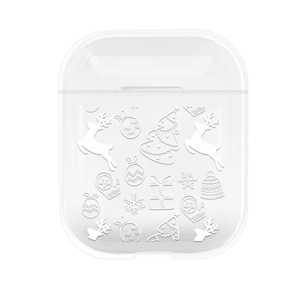 Веселый новогодний чехол для Apple Airpods 2 1 Жесткий ПК Санта Клаус Прозрачный жесткий чехол для Airpods 2 1 сумка для наушников