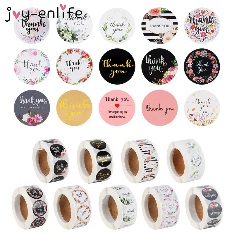 

500 Sheets/roll Round Label Candy Box Gift Bag Wedding Thank You Sticker Birthday Party Hand Made Sticker Wedding Envelope Seals