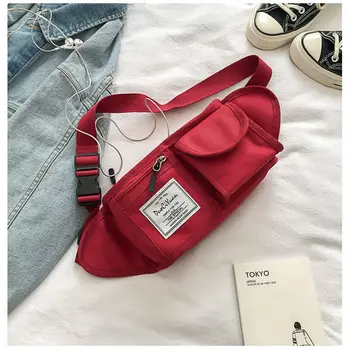 

2020 Fanny Pack Women's Waist Belt Bag Casual Canvas Solid Waist Pack Female Chest Bag Phone Pouch Banana Hip Bag Japanese Style