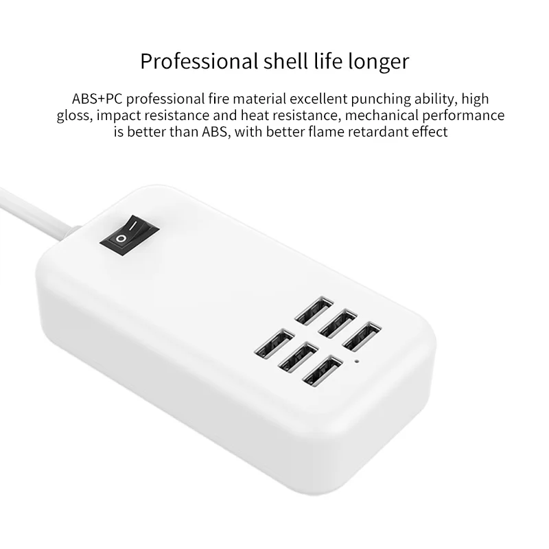 20 Вт 6 в 1 Usb зарядное устройство концентратор USB внешний аккумулятор адаптер 6-портовый usb зарядная станция Быстрая зарядка usb зарядная розетка 1,5 м кабель США вилка