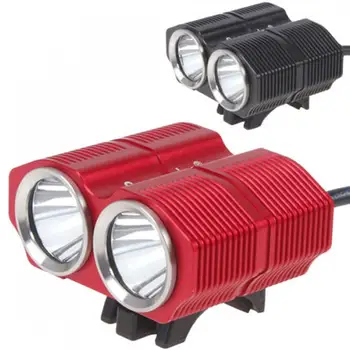 

Red / Black 1200Lm Aluminum alloy Waterproof 2 x XM-L T6 LED Handlebar Bicycle Light 3 Modes with 8.4V 6400mAh Battery Pack