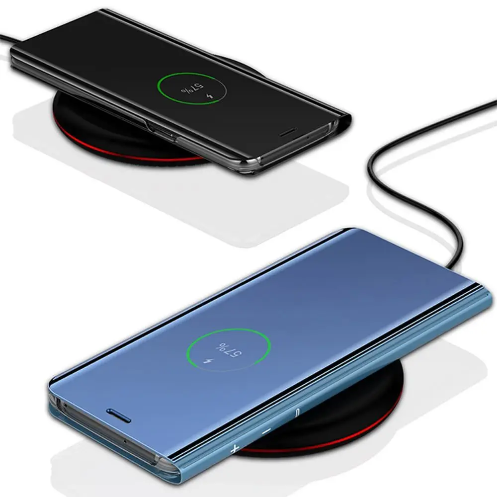 Умный флип чехол для Samsung S10e S10 5G Plus S8 S9 360 ударопрочный кожаный зеркальный
