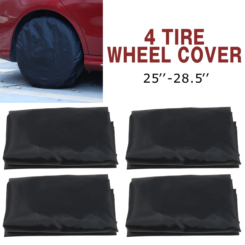 

4pcs Black Tire Wheel Cover Waterproof Wheel Tires Storage Bags Durable Oxford Fabric Protection Covers Car Accessories