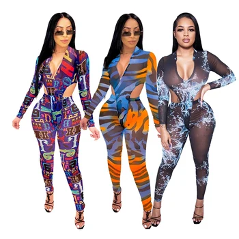

Sexy Mesh Two Piece Set Women's Suit Summer Clothes Party Club 2 Piece Outfits Matching Sets