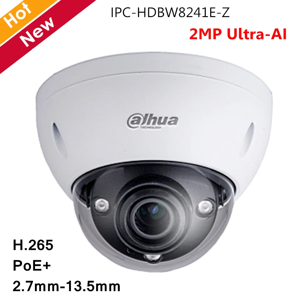 

Dahua Ultra AI Series 2MP IR AI Dome Network IP Camera H.265 2.7mm-13.5mm Motorized lens PoE+ Support SD Card and IR 50m