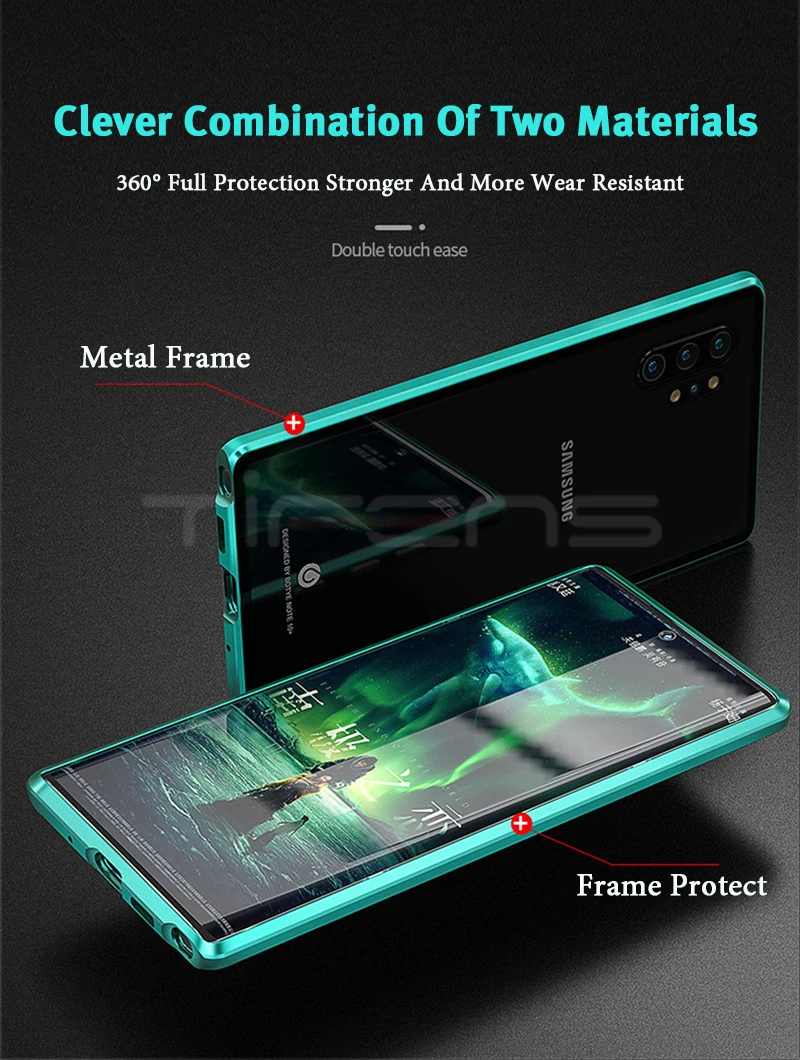 Роскошный Магнитный чехол для samsung Galaxy Note 10 Plus+ закаленное стекло Note10plus металлическая рамка адсорбционная Защитная крышка для телефона