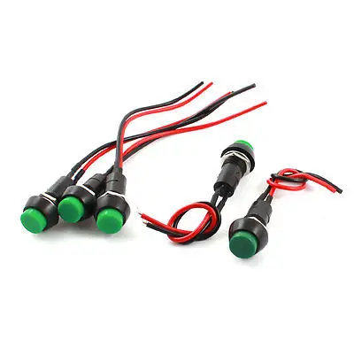 

AC 250V 3A Car Truck Alarm Green Momentary Round Push Button Switch 5PCS