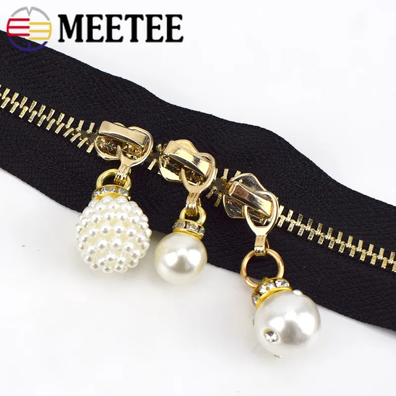 5 шт. 3 # металлические ползунки для молнии с жемчужинами металлических молний