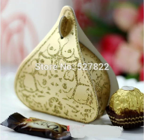 

50PCS Hershey's Candy Boxes Romantic Gold Peach Heart Wedding Favours Box Water Droplet Gift Boxes Wedding Party Supplies