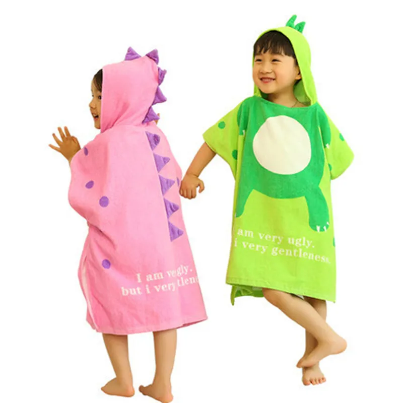 Children's Bath Towel Cloak Cotton Cartoon Hooded Baby Summer Beach Cloak Absorbent Soft Skin-friendly Towel Material Bathrobe