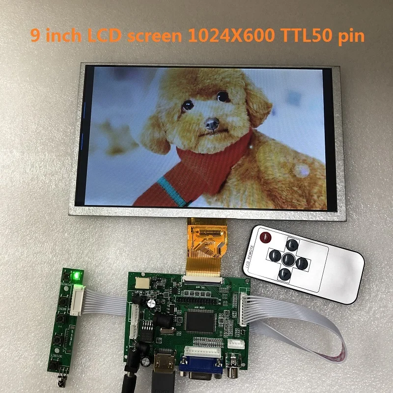 

9 inch 1024X600 LCD screen TFT screen display monitor and remote drive control board Lattepanda HDMI interface Raspberry Pi disp