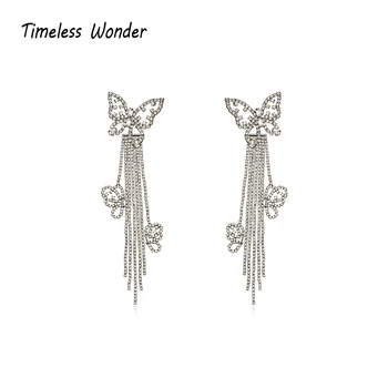 

Timeless Wonder Gorgeous Zirconia Butterfly Tassel Drop Earrings Women Jewelry Goth Top Punk Ins Designer Rare Kpop Party 6648