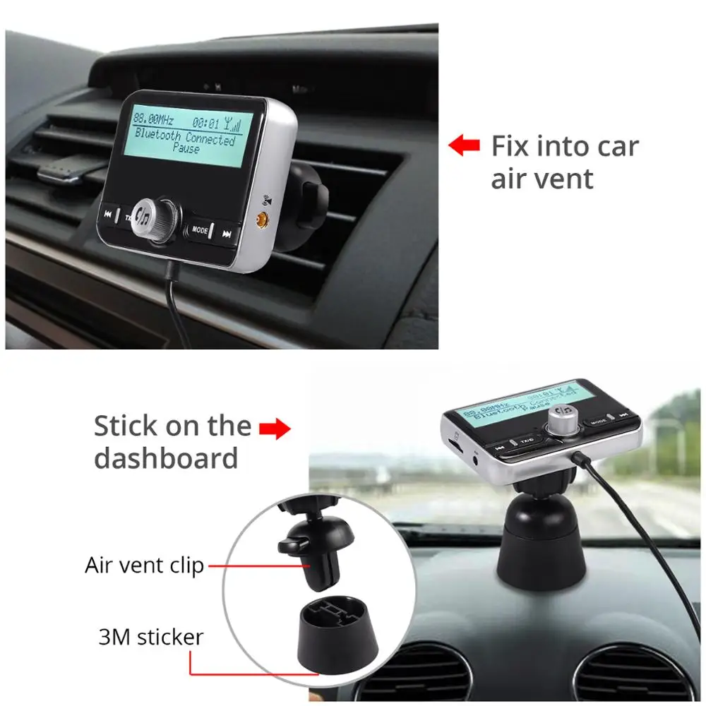 Justech Bluetooth V4.2 EDR fm-передатчик приемник с DAB антенной и 3,5 мм AUX беспроводной радио DAB автомобильный адаптер Комплект громкой связи