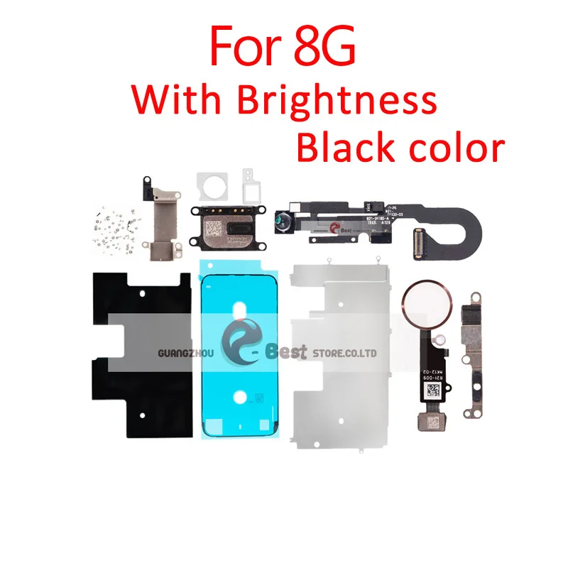 ЖК-дисплей экран для iPhone 8G 8 PLUS металлические маленькие детали Защитная крышка ушной динамик фронтальная камера кнопка Home Flex - Цвет: 8G Black with bright