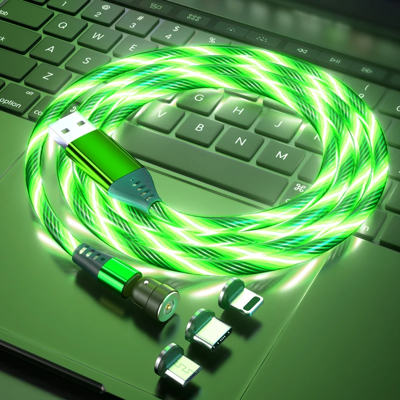 AUFU-Cable USB magnético de carga de luz LED, Cable magnético tipo C, Micro cargador para iPhone, Huawei y Samsung - Imagen 6