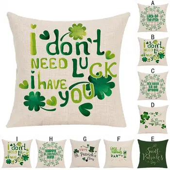 

Saint Patrick's Day with Green Clover Throw Pillow Cover Cushion Case Spring Irish Shamrock Zippered Pillowcase Set Shams Home