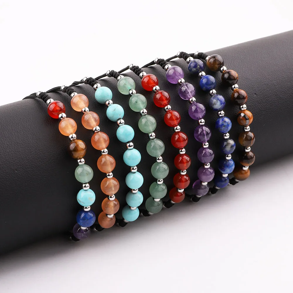 JARAVVI New Style Natural Stone 7 Chakra Beads Handmade Stainless Steel Adjustable Bracelet Women Jewelry Gift - Image 3
