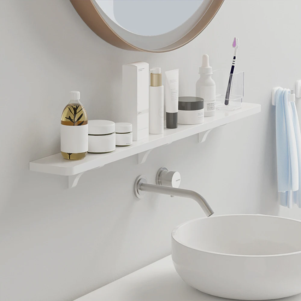 

Nordic style bathroom shelf wall mount plastic Seamless Stickers bathroom shelf sundries storage holder shelves