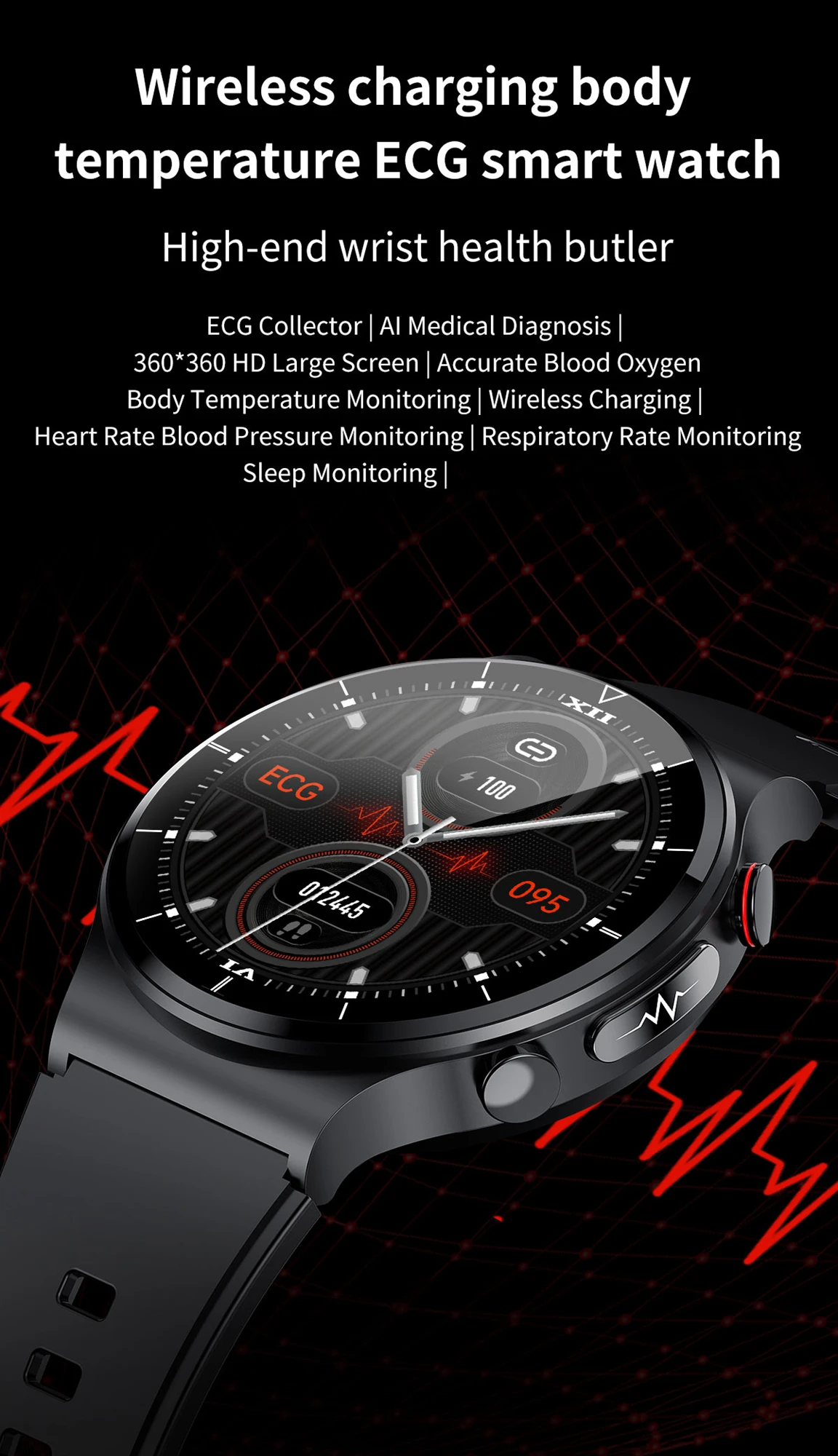 E88 Smart Watch Men Watch 1.32 inch Screen EGG Collector IP68 Waterproof BodyTemperature Wireless charger Watches PK E80 E86