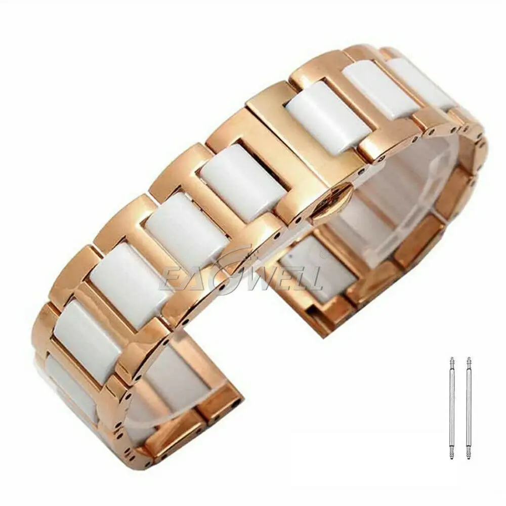Rose Gold White 20 мм 22 мм универсальный ремешок для часов керамика+ металлический браслет ремешок для Garmin Forerunner 645 ремешок для часов для samsung gear S3 Classic - Цвет: Rose Gold White