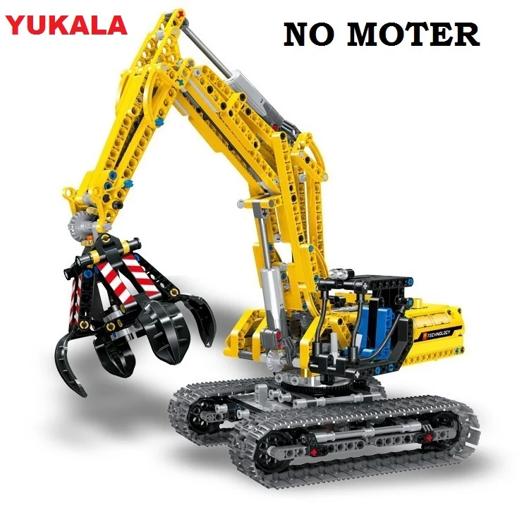 YUKALA, 720 шт., экскаватор, Совместимая модель грузовика, строительные блоки, кирпичи для мальчиков, подарок на день рождения, игрушки для детей 2 в 1 - Цвет: Светло-серый