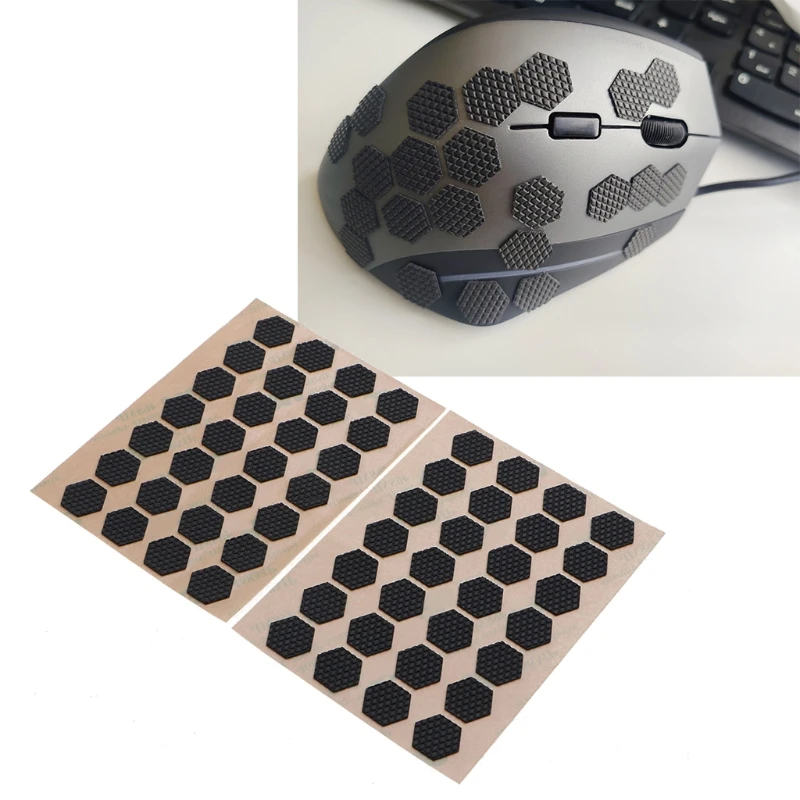 Pacote Faça Você Mesmo Mouse Anti-deslizamento Aderência Fita Resistente ao Suor Almofadas de Fita Mouse Lado Umidade Wicking Adesivos Apertos Laterais Preto 56 Unidades