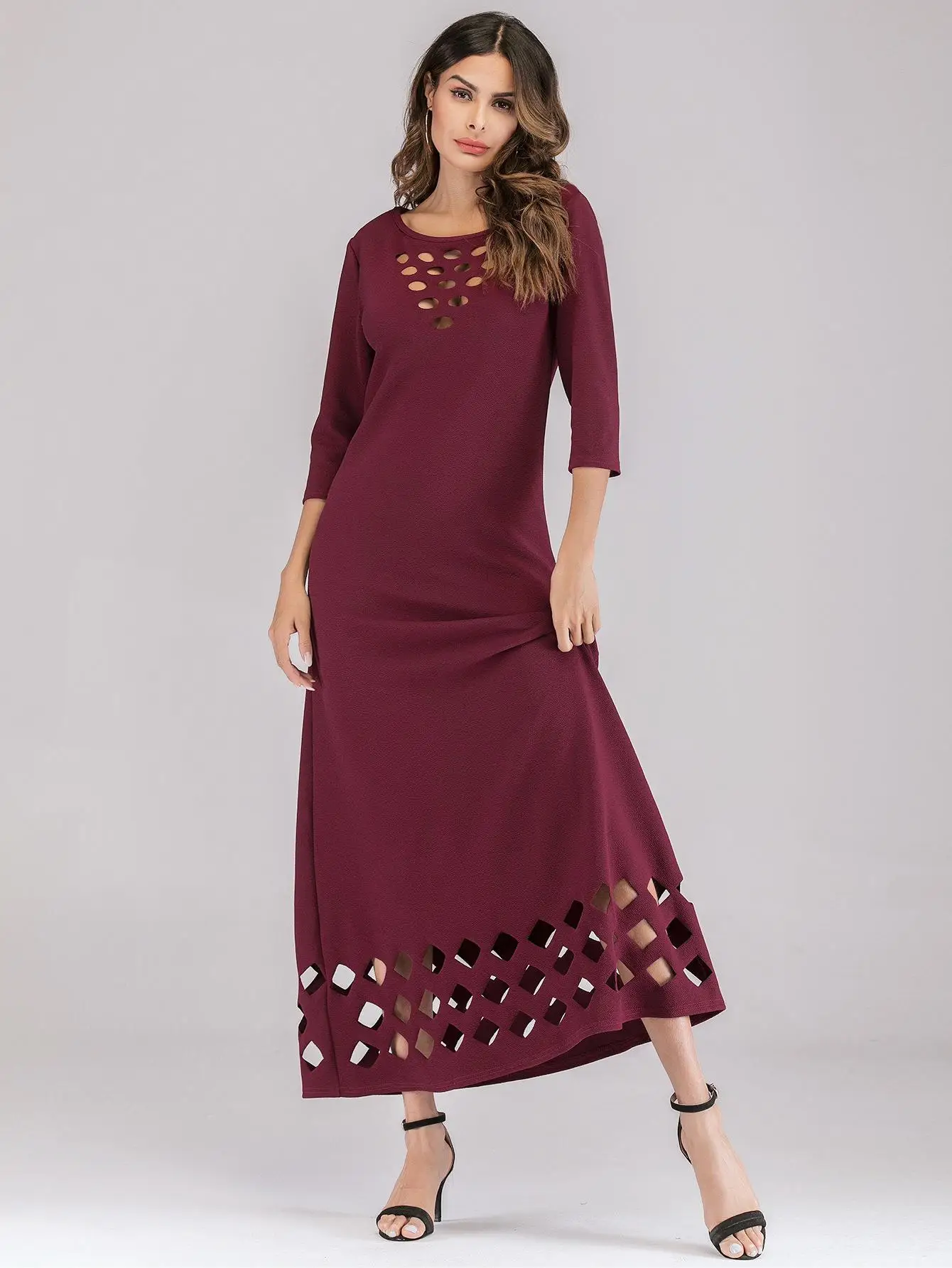 Модное женское длинное мусульманское платье макси abaya арабское коктейльное платье для вечеринки Jilbab исламский халат одежда Открытое платье Повседневная мода