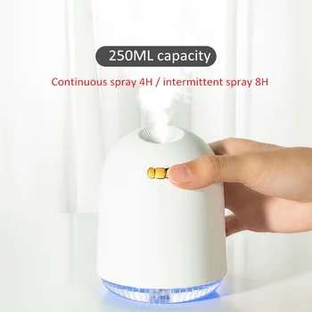 

250ml Mini Cute Pet USB Air Humidifier Aroma Diffuser Ultrasonic Essential Oil Diffusers Colorful Night Lamp Car Air Purifier