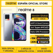 realme 8 Global Version 6GB 128GB Cellphone Helio G95 Gaming Processor 6.4" Super AMOLED Display 30W 5000mAh Battery