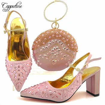 

Italian Fashion Pretty Ladies Shoes And Bag Set Nigerian Style High Heel 9CM Sandals Shoes And Bag Set For Woman Dress 5Colors