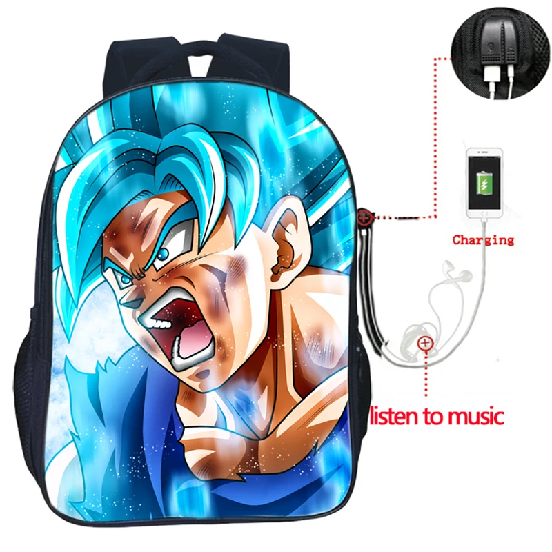 Высокое качество аниме Dragon Ball USB зарядка Рюкзак Гоку Вегета школьные сумки модные мужские и женские рюкзаки Повседневный Рюкзак - Цвет: 26