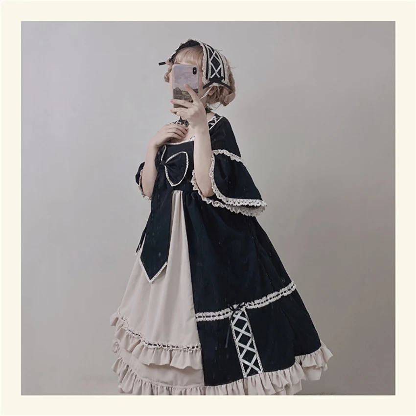 Sakura/французское элегантное платье в стиле Лолиты для женщин; винтажное японское платье с бантом; Kawaii; вечерние платья принцессы в викторианском стиле