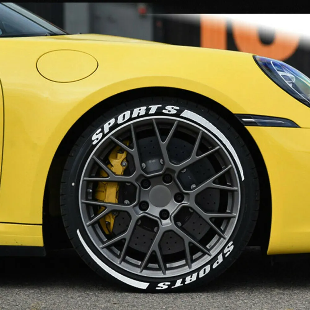 

SPORTS Tire Lettering Permanent Sticker Decal For 14"-22'' Wheel Car Auto Vehicle Tuning Decor Exterior Accessories Universal