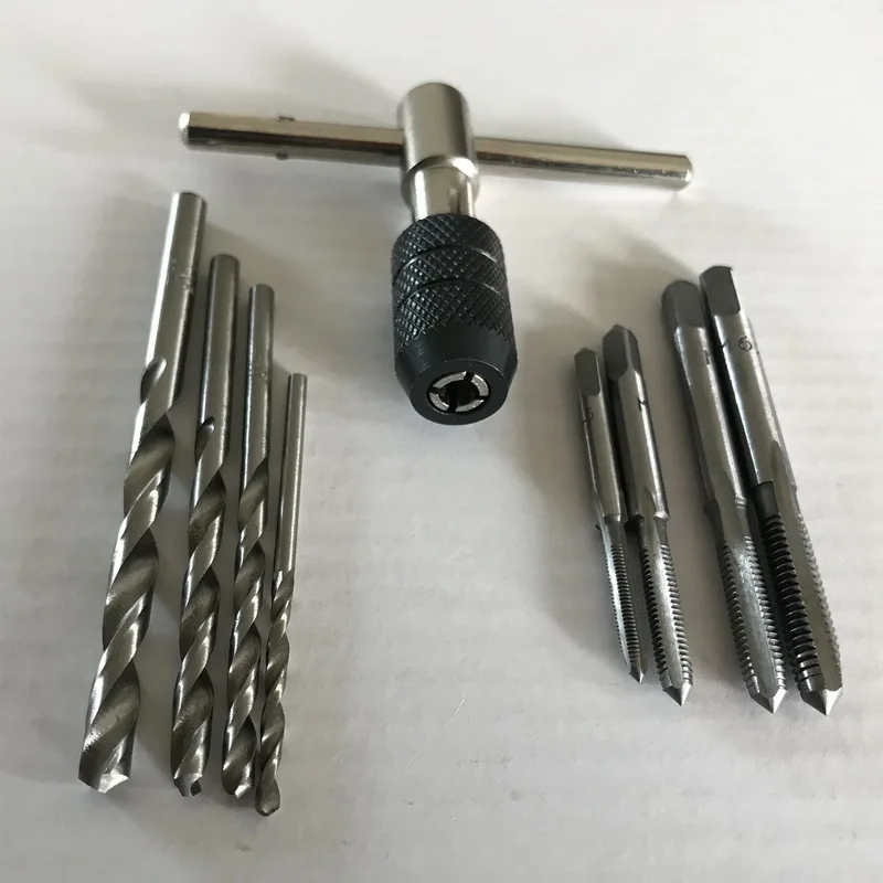 Manual da Torneira e Morrer o Envio Gratuito de 9 t tipo Chave Casa Faça Você Mesmo Finalidade Conjuntos Chave 1pc M3-m6 4 Broca Torção 4pcs Torneiras Pçs - Set - Image 2