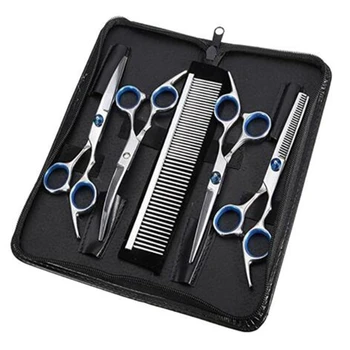 

6 Pieces Stainless Steel Pet Trimmer Kit Pet Grooming Scissors Set Hair