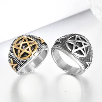 

Personalized Vintage Six-pointed Star Titanium Steel Ring Casting Punk Men's Ring Jewelry