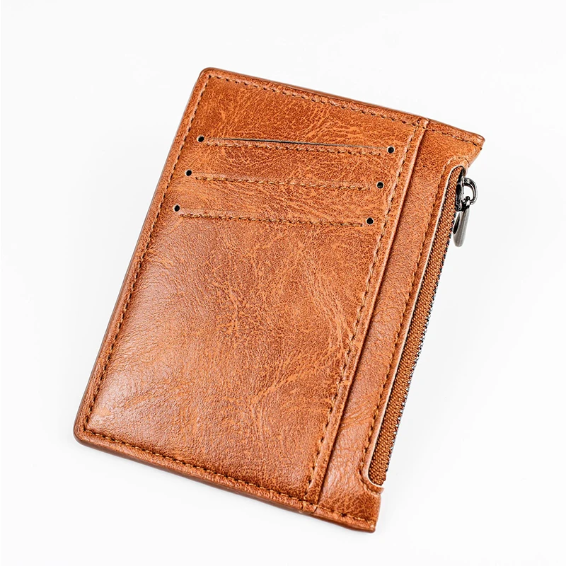 Ultra Thin Zipper Wallet Men's Small Wallet Business PU Leather Wallets Band Solid Color Card Coin Purse Credit Bank Holder Ultra Thin Zipper Wallet Men's Small Wallet Business PU Leather Wallets Band Solid Color Card Coin Purse Credit Bank Holder