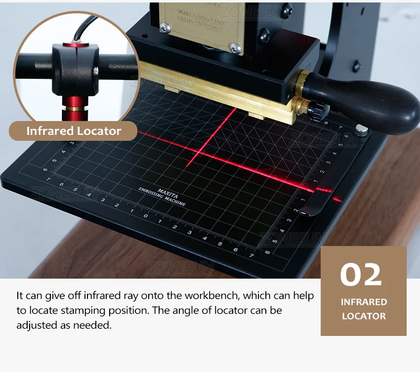 Máquina de estampado en caliente manual ZONESUN con control deslizante de posicionamiento