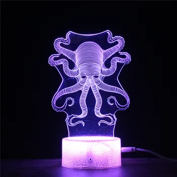 

Cuttlefish Octopus 7 Colors Remote 3D Devilfish LED Lamp Kids Night Light Baby Children Drop Free Shipping USB Charging Gifts