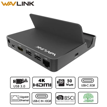 

Wavlink 10Gbps USB 3.1 Gen 1 Universal Docking Station USB-C HUB Power Delivery PD Gigabit Ethernet HDMI USB 3.0 50W Adapter