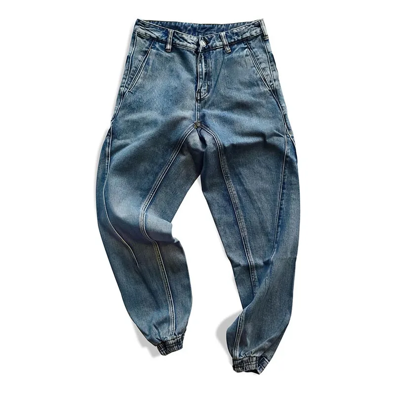 Men Fashion Casual Jeans Pants Street Loose Haren Jeans Pants For Male Washed (6)