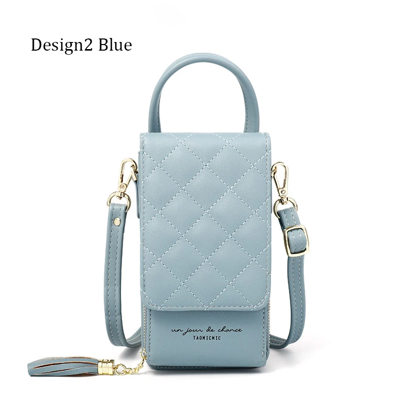 Роскошные мини-сумки через плечо для сотового телефона, женские кожаные сумочки, маленькие дамские сумочки, сумка-тоут, женская сумка-мессенджер - Цвет: Design2 Blue