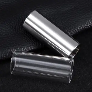 

2Pcs 60MM Glass Slide and Stainless Steel Slide Medium Bottleneck Slide for Guitar Bass Guitar Accessories Parts