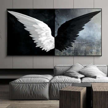 

Black and White Angel Wings Canvas Paintings on The Wall Art Pictures Modern Canvas Art Wall Posters and Prints for Home Decor