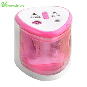 

TENWIN 3 Color 2 Double Holes Sacapuntas Automatic Electric Pencil Sharpener Home School Office Desktop Students Supplies