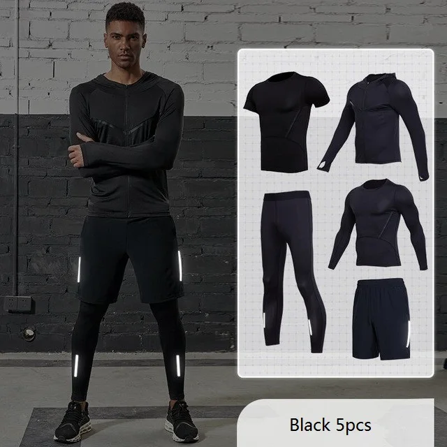 Vansydical мужские 2-5 шт. спортивные наборы для бега компрессионные облегающие костюмы для спортзала быстросохнущие комплекты для фитнеса и тренировок - Цвет: BTC4290
