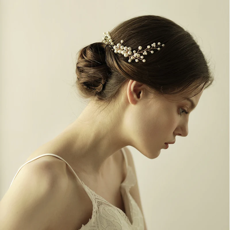 

O830 Simple beads metal bridal hair comb plastic pearl wedding fashion goody hair comb bridal hair accessories