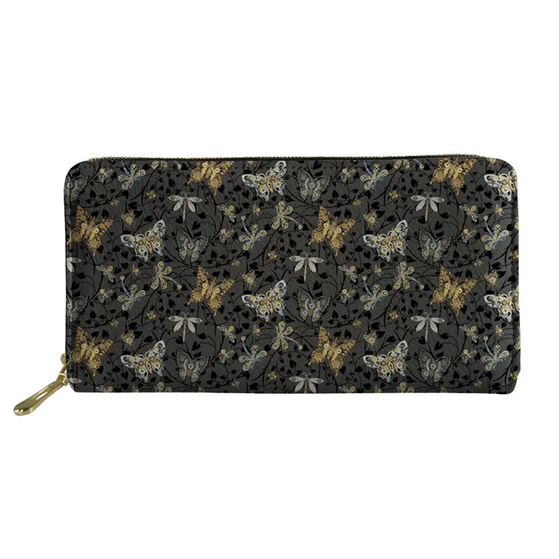 As Picture Thikin Pretty Colorful Butterfly Long Wallet Women Purses Fashion Coin Purse Card Holder Female Clutch Money Bag PU Leather - Цвет: As Picture